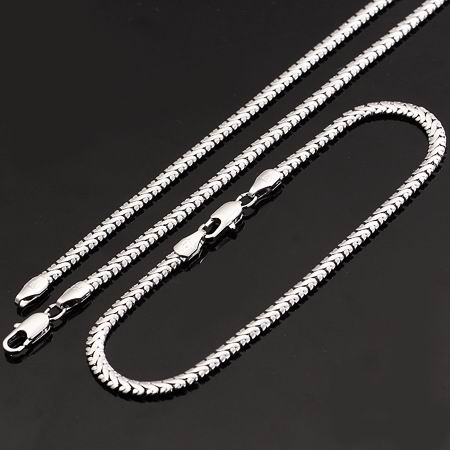 4MM WIDE PLAIN SNAKE NECKLACE N BRACELET SET